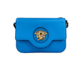Versace La Medusa Blue Leather Shoulder Crossbody Bag Purse
