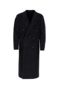 Fendi Men Navy Blue Wool Blend Coat