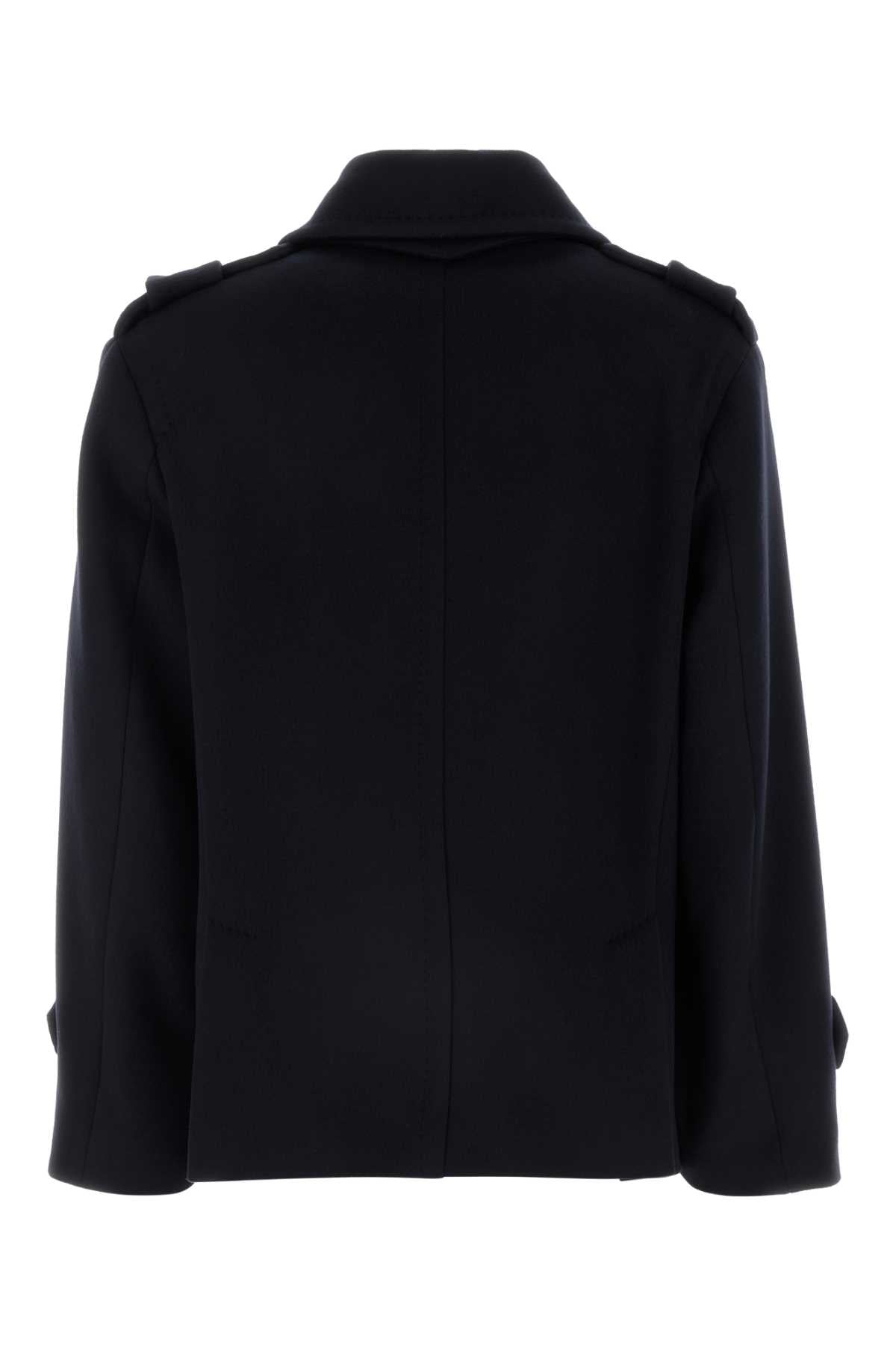 Max Mara Women Dark Blue Wool Blend Laveno Coat