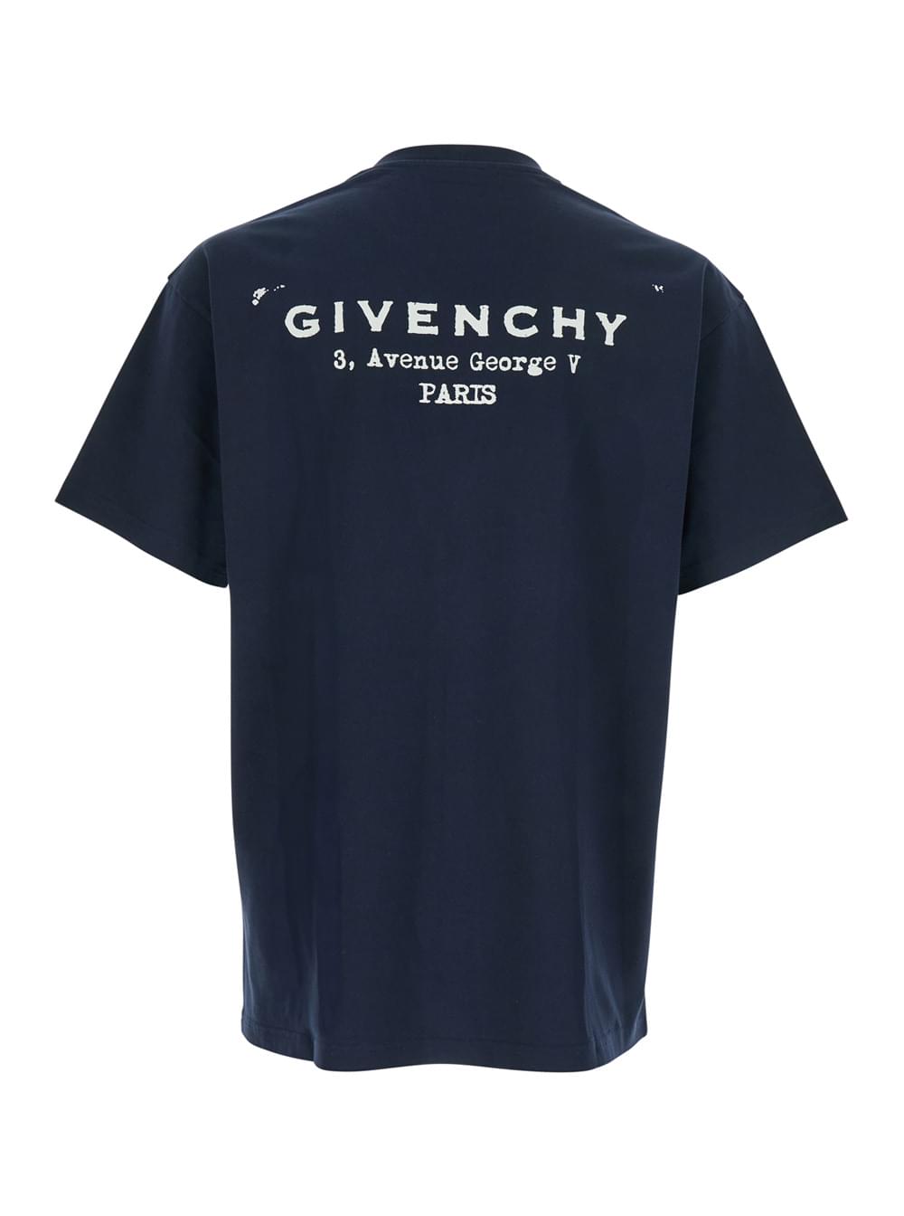 Givenchy Men’s Blue Cotton Logo T-Shirt