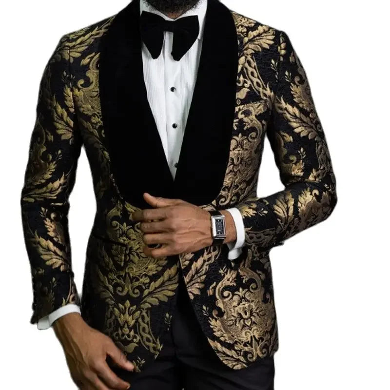 Men's Navy & Gold Jacquard Tuxedo