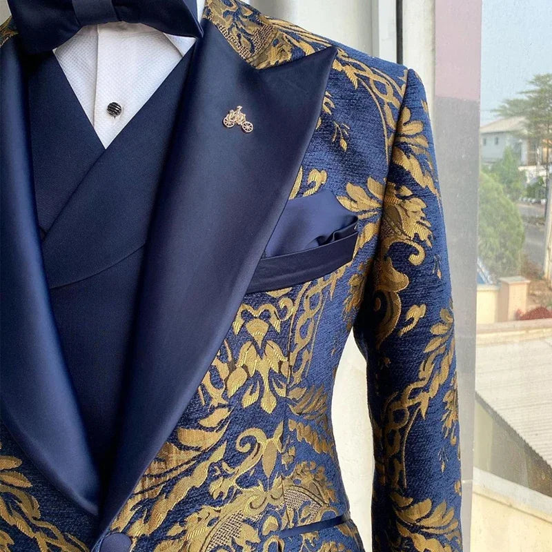 Men's Navy & Gold Jacquard Tuxedo