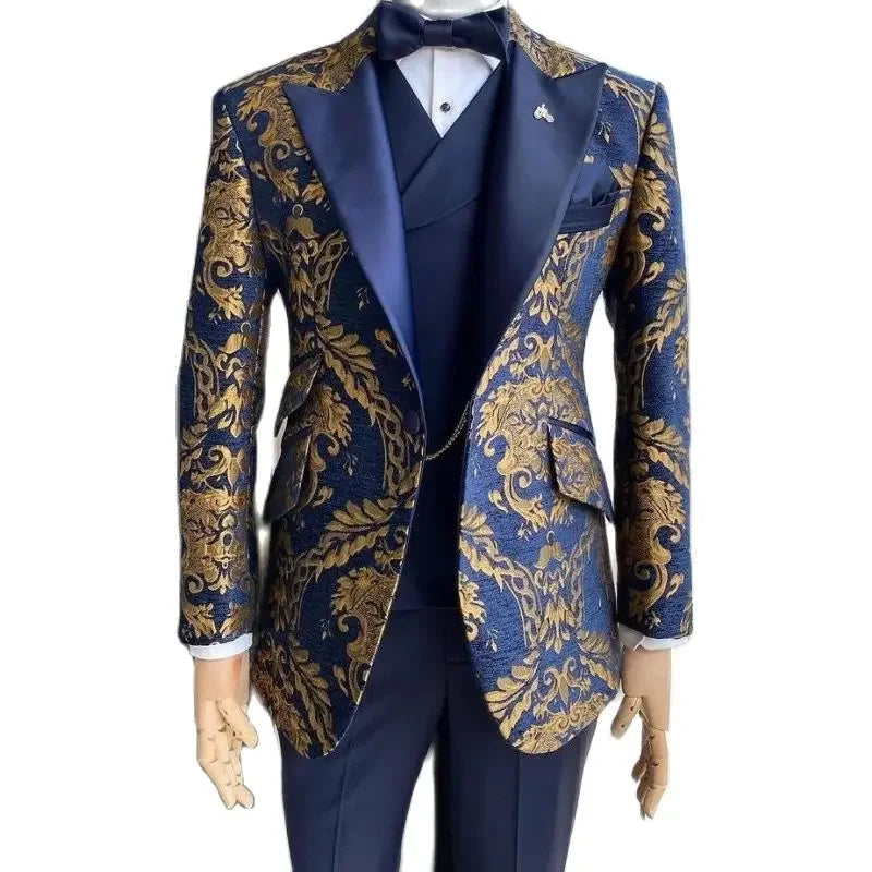 Men's Navy & Gold Jacquard Tuxedo