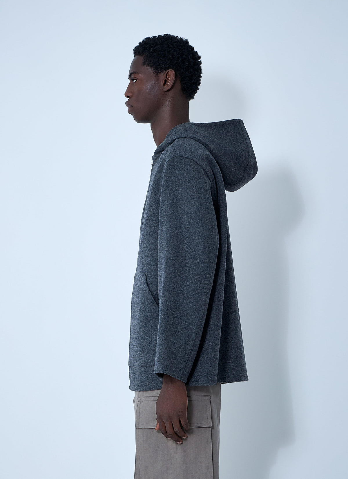 Bottega Veneta Men Double Face Wool Hooded Jacket
