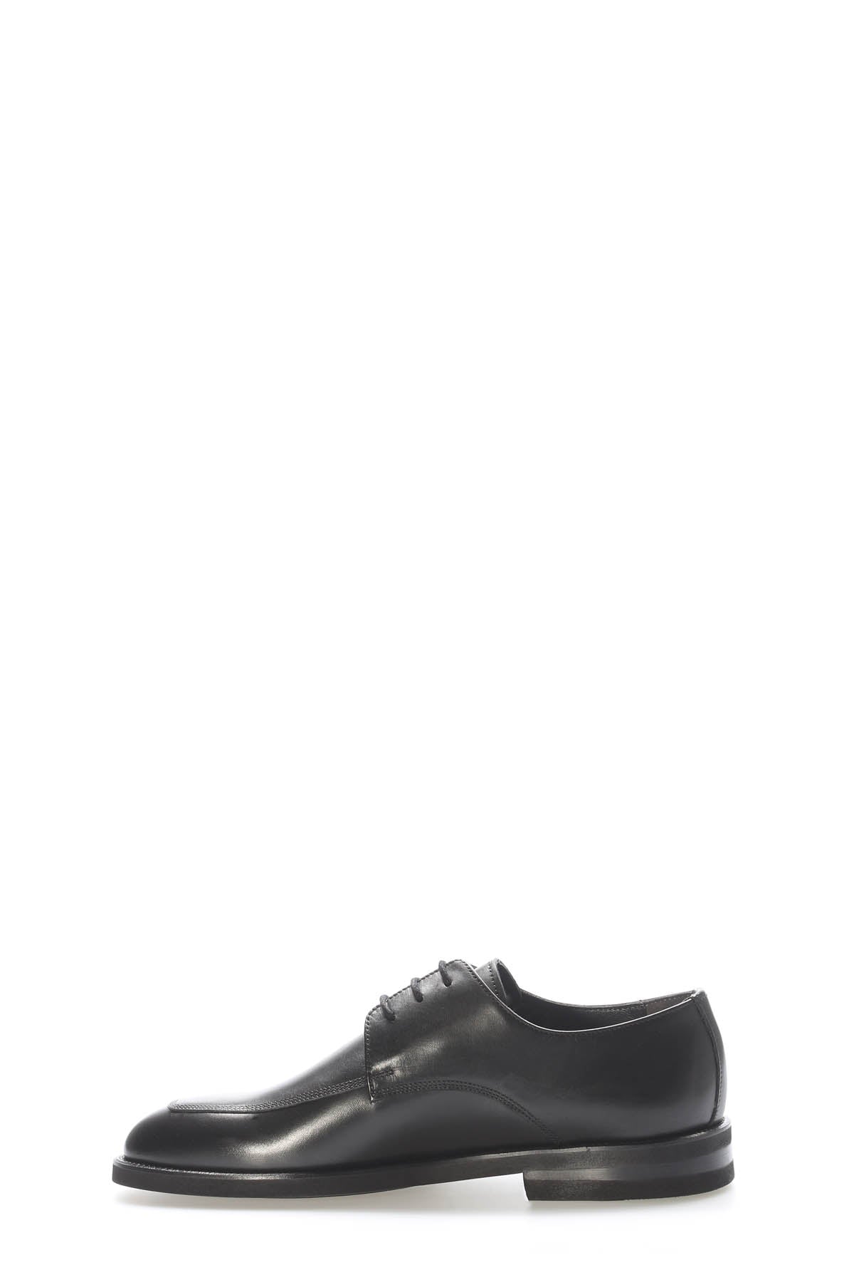 Black Leather Plain-Toe Lace-Up Dress Shoes for Men | Wessi