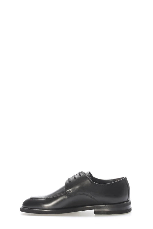 Black Leather Plain-Toe Lace-Up Dress Shoes for Men | Wessi