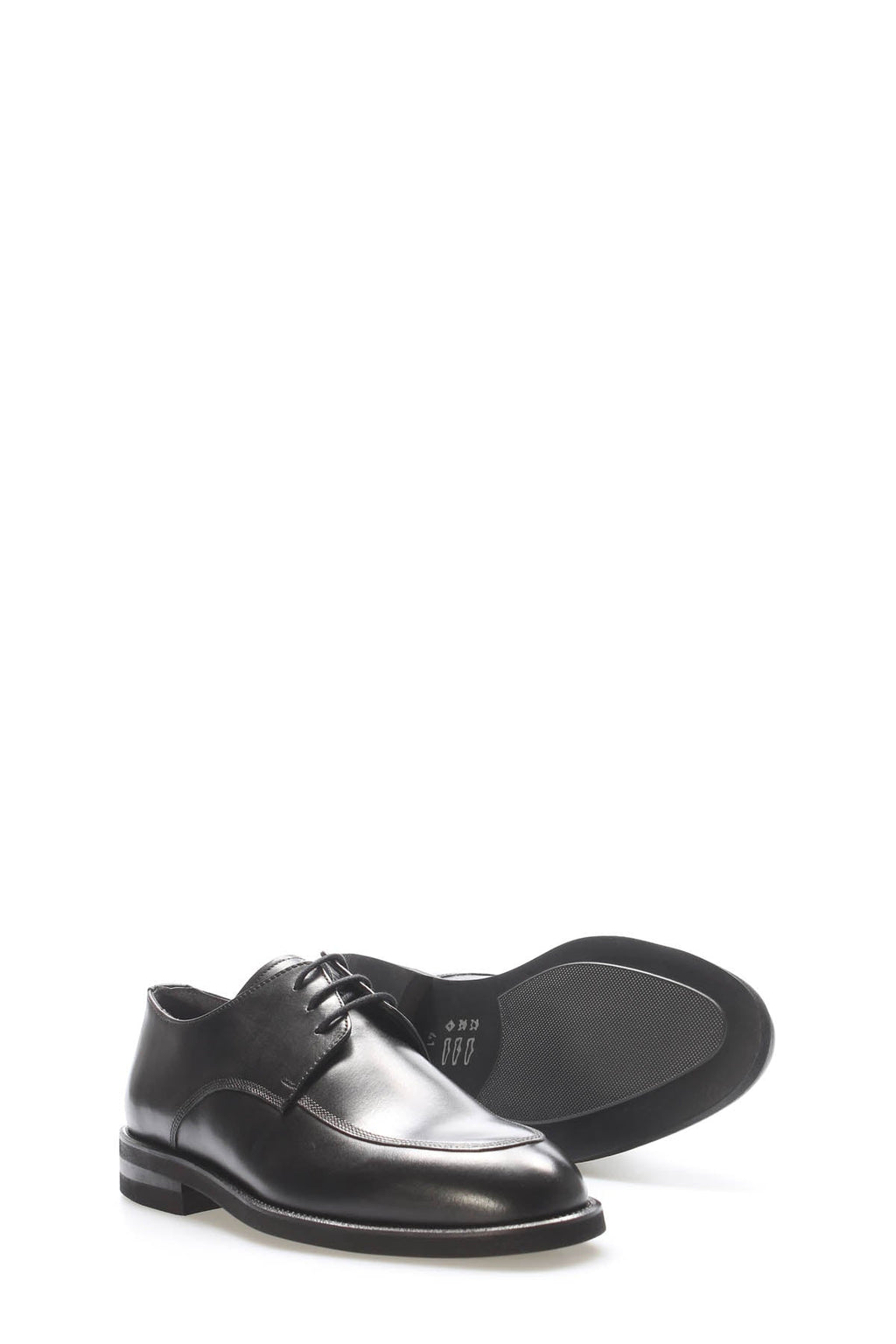 Black Leather Plain-Toe Lace-Up Dress Shoes for Men | Wessi